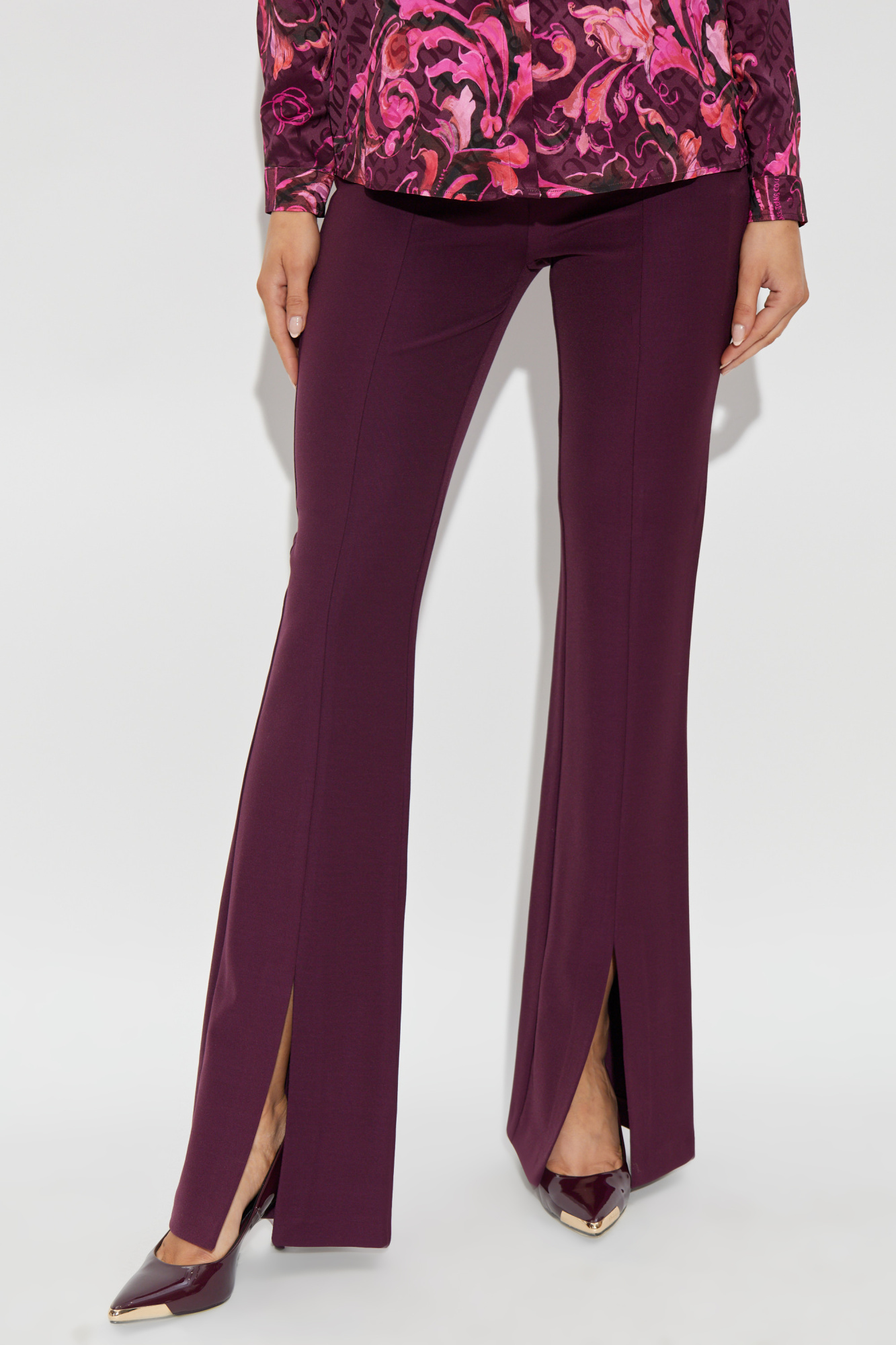 【versace】flare pants Versace Pinstripe-flared Trousers In Black